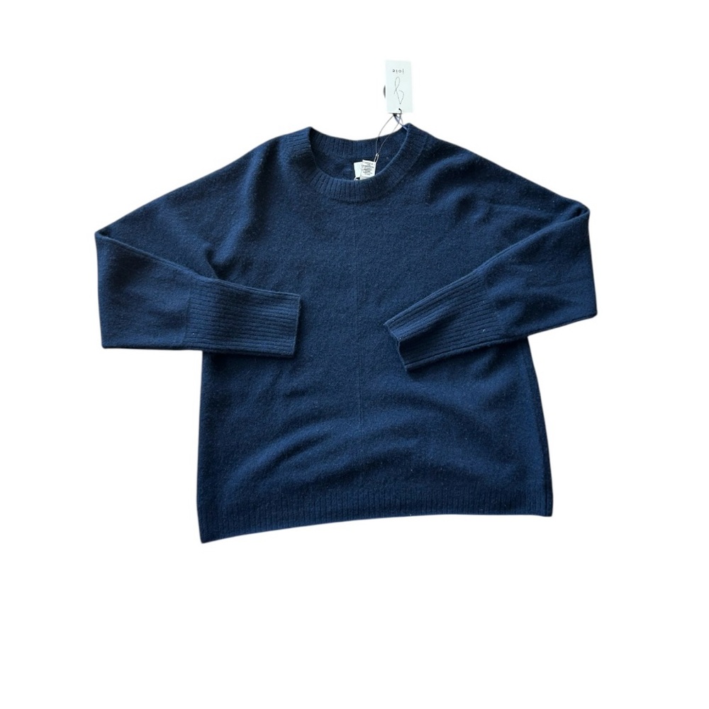 JOIE 2-play Cashmere Blue Crew Neck Sweater with Long Sleeves and Relaxed Fit